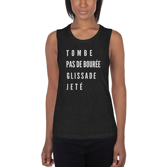 Ladies’ TPGJ white lettered Muscle Tank