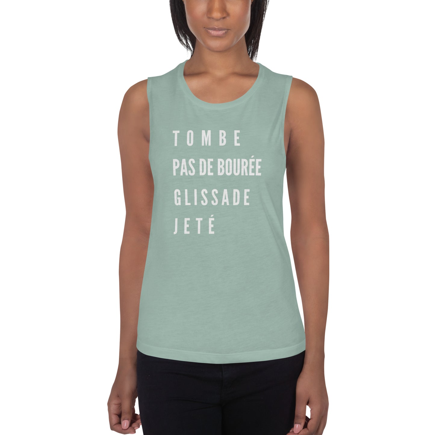 Ladies’ TPGJ white lettered Muscle Tank