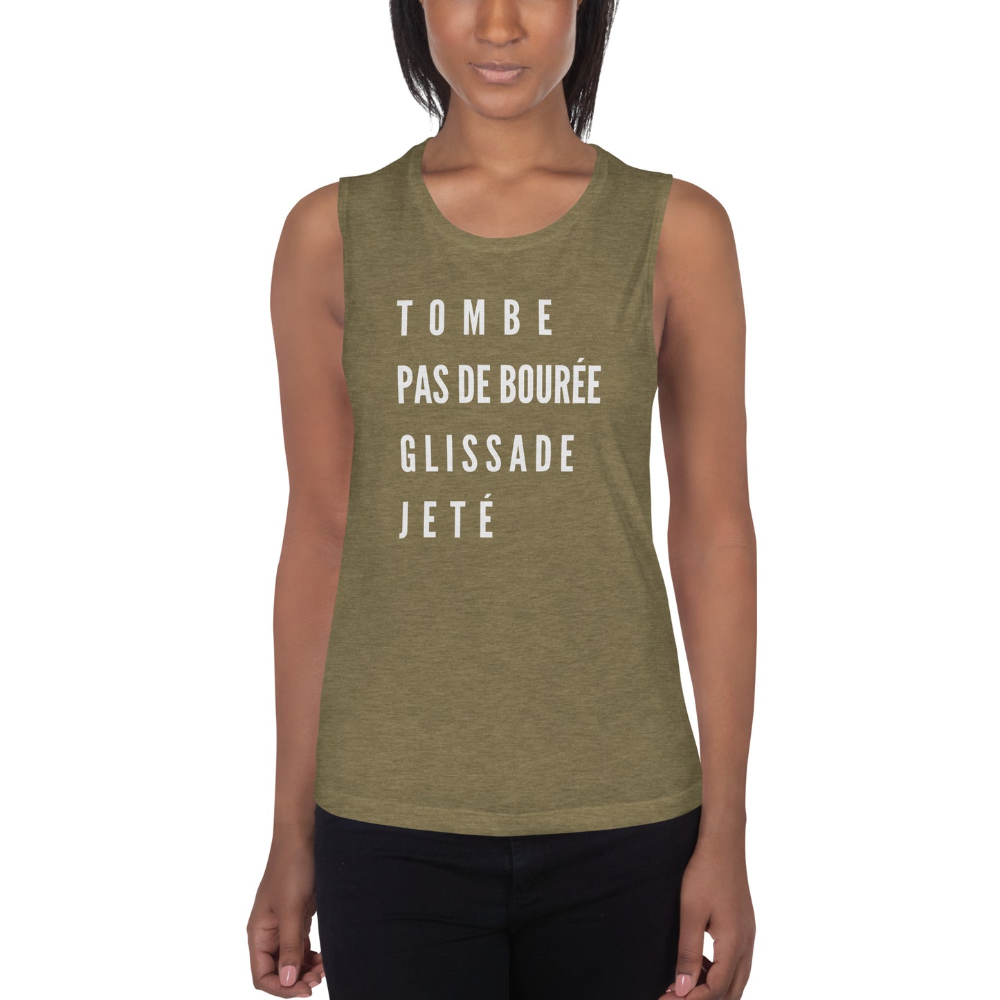 Ladies’ TPGJ white lettered Muscle Tank